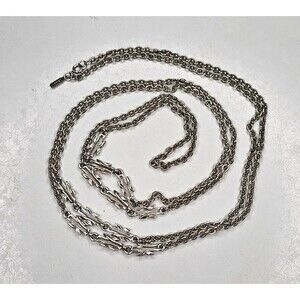 Monet Extra Long Textured Necklace Silver Tone Station Classic 55" Vintage